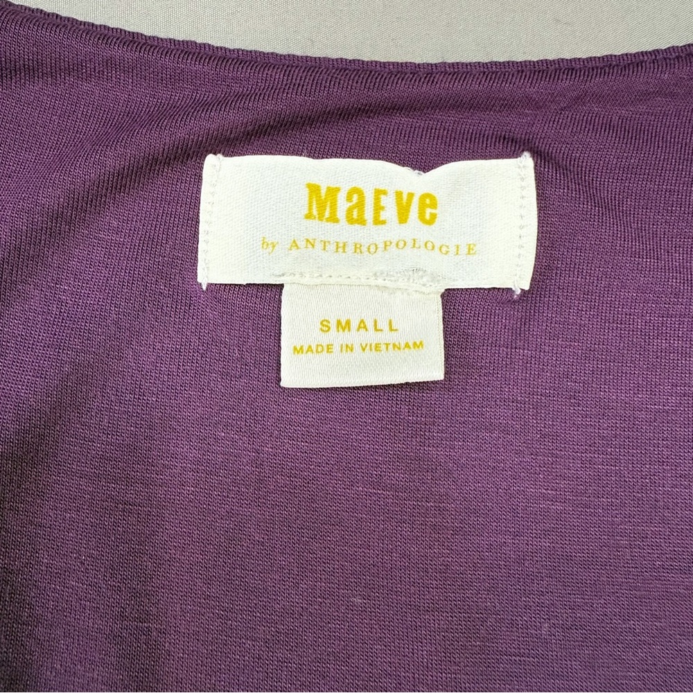Anthropologie MAEVE soft stretchy knit floral purple dress, S. - Picture 8 of 9